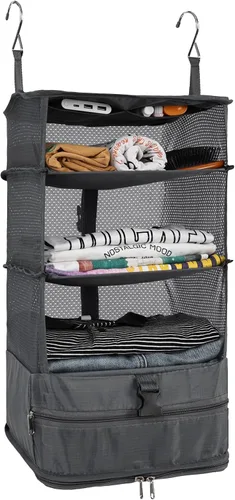 Miniatura 13 de Surblue Bolsa de Almacenamiento Colgante para Armario Plegable de 3 Estantes de Tela Oxford Lavable con 2 Ganchos