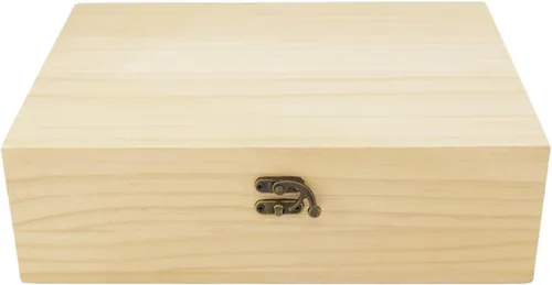 JJSQ - Caja de almacenamiento grande de madera con tapa con bisagras, rectangular, sin terminar, sin pintar, caja de almacenamiento de madera para