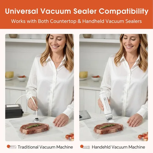 Miniatura 2 de Bolsas selladoras al vacío con doble cremallera, bolsas reutilizables sin BPA, bolsas de almacenamiento de alimentos para preparación de comidas
