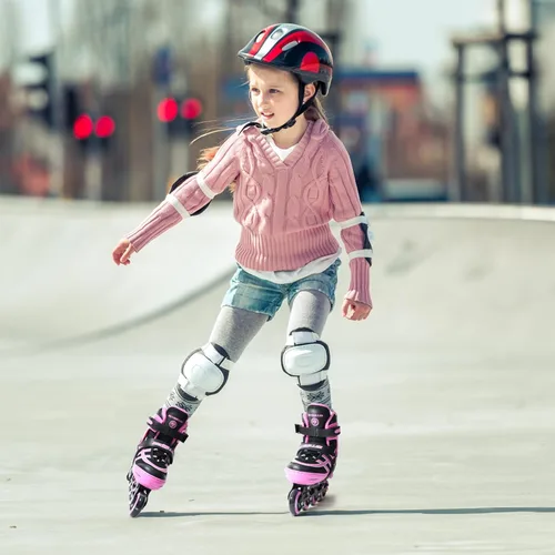 Miniatura 2 de METROLLER Patines en línea para niñas y niños Edades 5-8 8-12 Patines en línea ajustables con ruedas iluminadas Patines en línea para jóvenes y Rosa
