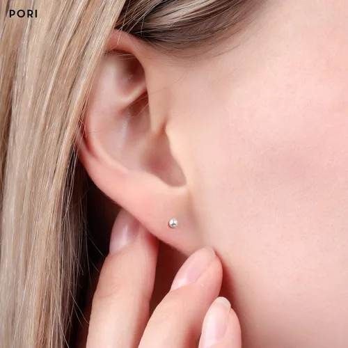Miniatura 4 de Aretes de bola de tuerca de oro macizo de 14 quilates (3 pares) de 3, 4 y 5 mm (18, 532, 1364 pulgadas), elige un
