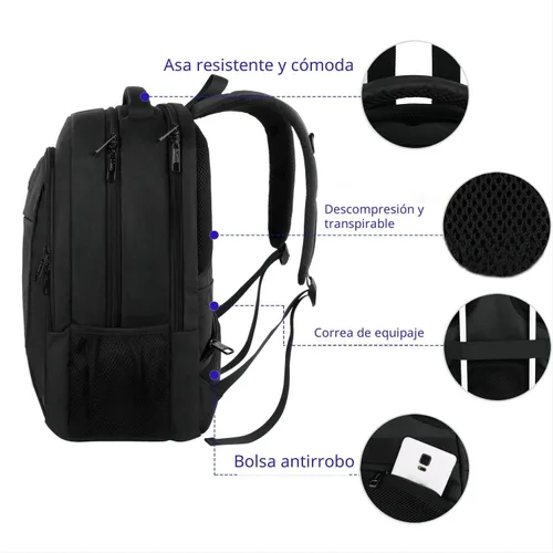 Miniatura 10 de MATEIN - Mochila empresarial para laptop de 15.6 pulgadas, mochila de viaje con puerto de carga USB, resistente al agua, para trabajo, universidad