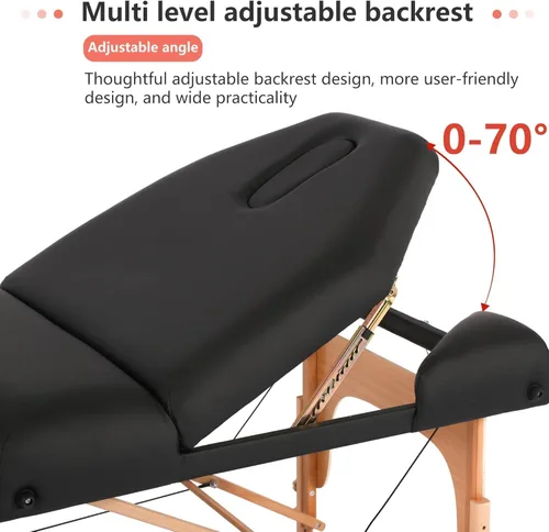 PayLessHere Cama de masaje portátil de 77 pulgadas de largo, 30 pulgadas de ancho y 4 pulgadas de ancho, cama THK de pestañas, 3 mesas plegables de