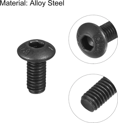 Miniatura 4 de uxcell Tornillos de cabeza de botón hexagonal M3x6mm Tornillos de acero de aleación 100pcs