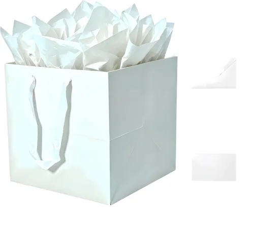 Miniatura 20 de JUNESHE Bolsa de regalo cuadrada negra grande con asas y papel de seda, 9.84 pulgadas, gran envoltura de regalo gigante para cumpleaños, boda