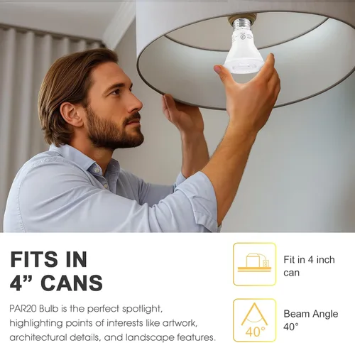 Miniatura 3 de PAR20 Bombillas LED con certificación UL, bombilla regulable, foco de 7 vatios (equivalente a 60 W), base E26, bombillas reflectoras blanco luz