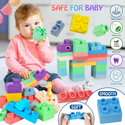 Miniatura 3 de Pelotas sensoriales para bebés, juguetes sensoriales para bebés de 6 a 12 meses para niños pequeños de 1 a 3 años y bloques de goma suave para bebés