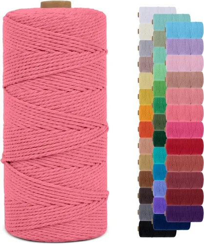 Miniatura 92 de Cuerda de macramé de 0.079 in para 219 yardas, cuerda de algodón natural para manualidades, hilo de cuerda de macramé de colores para colgar