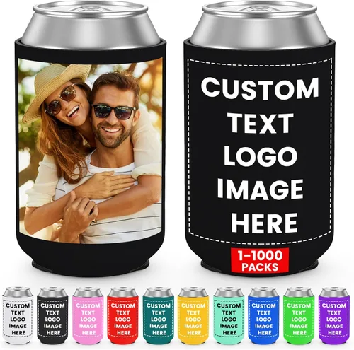Miniatura 20 de Paquete de 300 enfriadores de latas personalizados a granel, enfriador de latas personalizado con logotipo de foto texto para bodas, cumpleaños