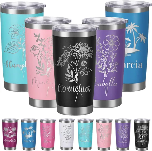 Vasos personalizados con tapa de nombre y pajita, vaso de café aislado personalizado, regalo de Navidad y cumpleaños para hombres, acero inoxidable,