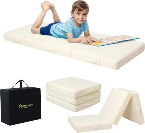 Miniatura 13 de MeMoreCool Colchón de suelo plegable para niños, Glow de 57x22 pulgadas, colchoneta para dormir y guardería para niños pequeños, futón plegable