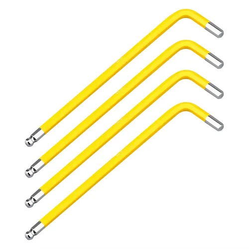 Miniatura 10 de 4 llaves Allen de extremo de bola de 0.236 in, llave hexagonal interna, herramienta de reparación de acero S2 de brazo largo en forma de L