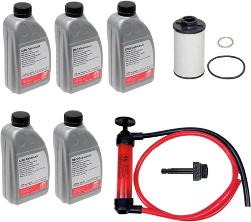Miniatura 4 de Kit de servicio DSG de 6 velocidades para transmisión de doble embrague con fluido, filtro y sellos FEBI para modelos seleccionados de VW y AUDI