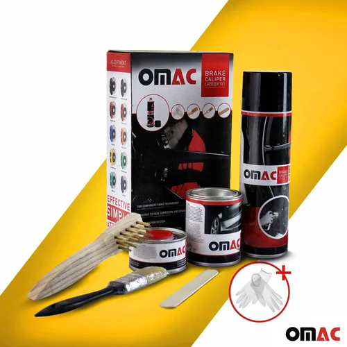 Miniatura 3 de Kit de pintura para pinza de freno OMAC de alta temperatura, revestimiento resistente al calor, sistema basado en pintura epoxi, amarillo