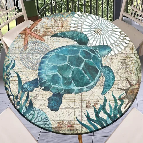 Miniatura 40 de Round Fitted Tablecloth with Elastic Outdoor Table Cover Round Elastic Tablecloths for Tables Waterproof Wipeable Table Cloths for