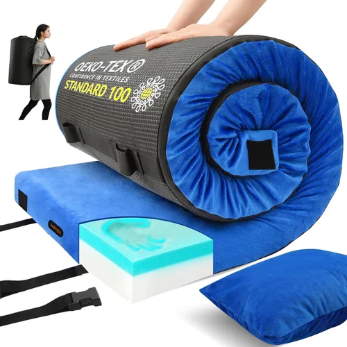 Miniatura 13 de Colchoneta de espuma viscoelástica para camping, colchón de piso grueso y cómodo para adultos con fondo impermeable y antideslizante, colchón