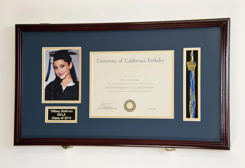 Miniatura 27 de Marco de diploma de graduación personalizado con borla, tapa de fotos grabado, vitrina para certificado de 11 x 8.5 pulgadas con colores Acabado