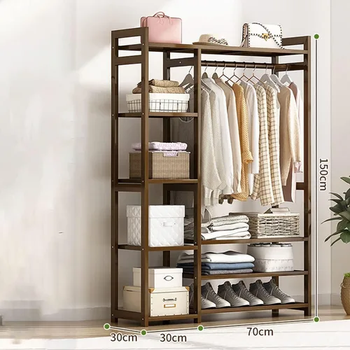 Miniatura 2 de Perchero de bambú para ropa con 3 estantes, organizador de armario, para el hogar y el dormitorio (39.4 x 11.8 x 59.1 in)