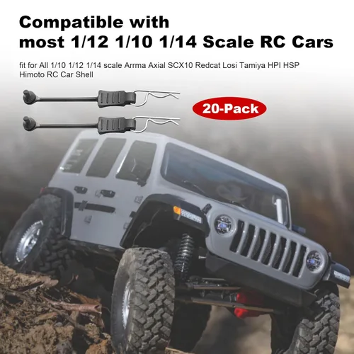 Miniatura 4 de Clips de cuerpo RC con lengüetas para 1/10 1/12 1/14 Arrma Axial SCX10 Redcat Tamiya HSP Himoto, paquete de 20 (plateado)