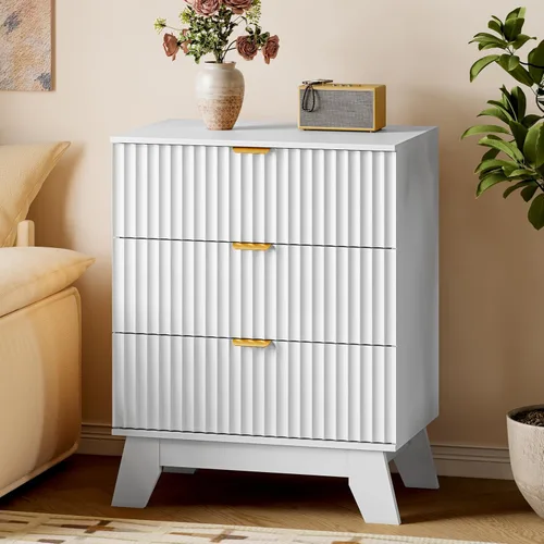 Miniatura 25 de BORNOON Cómoda alta de 46" para dormitorio, cómoda de 6 cajones acanalados, cómoda moderna de madera con almacenamiento profundo, correderas