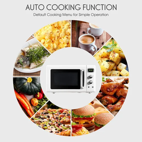 Miniatura 7 de Moccha - Horno microondas grande de 0.9 pies cúbicos, microondas retro de 900 vatios con bloqueo de seguridad para niños, función de descongelación