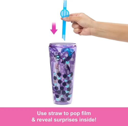 Miniatura 3 de Muñeca Barbie Pop Reveal y Accesorios, Serie Bubble Tea con Mascota, 8 Sorpresas Incluyen Cambio de Color, Taza con Almacenamiento