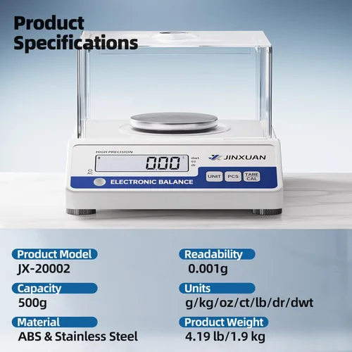 Miniatura 10 de Báscula de laboratorio 500gx0.001g Balanza de alta precisión Balanza analítica, escala de miligramo digital Escala de laboratorio científica