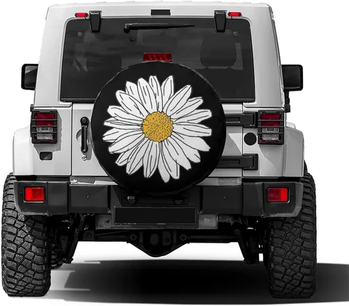 Miniatura 2 de Pretty White Flower Sun Daisy - Cubierta de neumático de repuesto para Jeep, remolque, RV, SUV y muchos vehículos de 13 pulgadas