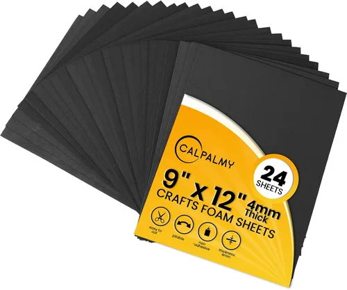 Miniatura 7 de 24 hojas de espuma EVA negra para cosplay en hojas de 9 x 12 pulgadas; espuma gruesa de alta densidad 187.4 lbs/m³, 0.079 in (1/12 pulgadas); ideal