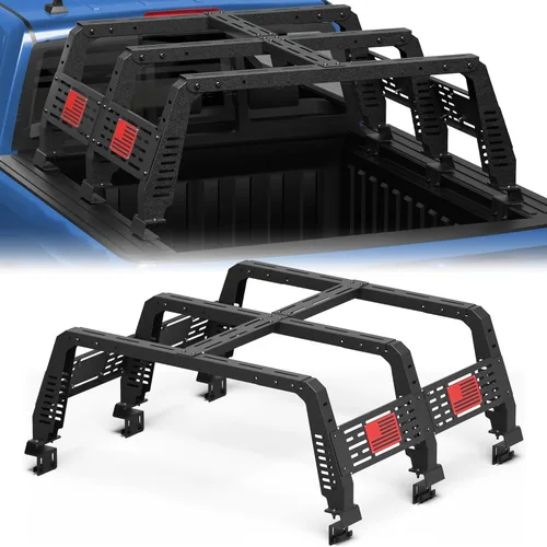 Miniatura 9 de Estante para cama de camioneta de tamaño completo, estante de carga de acero de 22.5 pulgadas con ancho ajustable, carga dinámica de 500LB, se