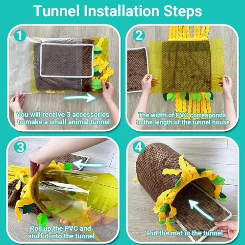 Miniatura 6 de Casa de túnel de conejillo de indias – Casa de jaula de tubo para escondite de animales pequeños para hámster, rata, ratón, loro, chinchilla, erizo