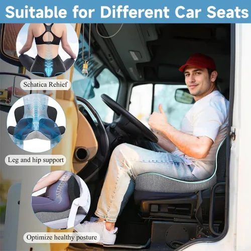 Miniatura 2 de Cojín de asiento de espuma viscoelástica para conductores de camiones, asiento de automóvil y sillas de oficina, cojín ergonómico para silla