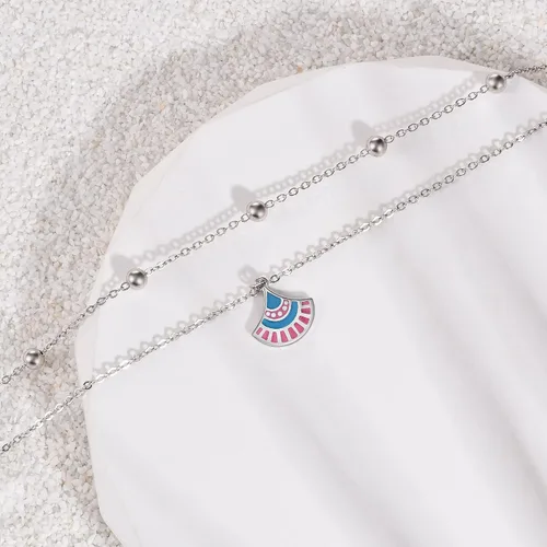 Miniatura 95 de CHIC & ARTSY Tobilleras delicadas de plata de ley S925 para verano, pulsera de tobillo ajustable multicapa para playa, joyería de pie para mujer