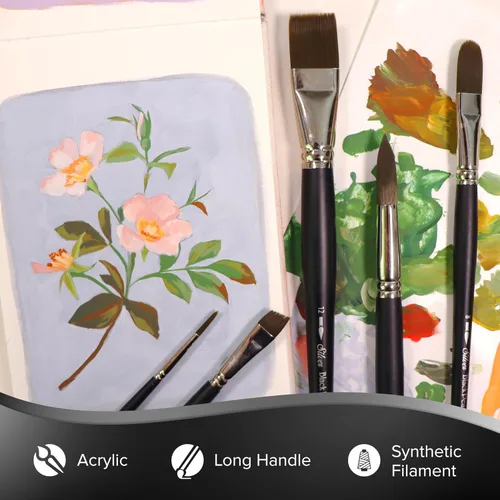 Miniatura 3 de Silver Brush 6401-6 Black Pearl Mightlon - Cepillo sintético de mango largo, plano, tamaño 6