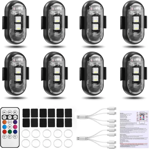 8PCS Luces Estroboscópicas LED Inalámbricas, Halloween 8 Colores Luces Estroboscópicas Inalámbricas con Control Remoto, IP65 Impermeable Recargable