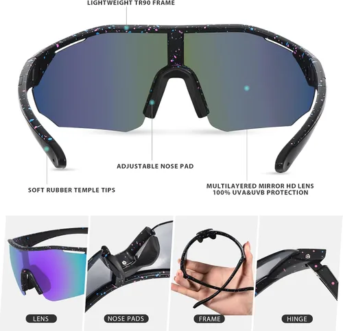 Miniatura 4 de MVPTGRS Gafas de sol de béisbol juveniles para niños y niñas de 8 a 14 años TR90 con marco para niños, gafas de sol deportivas para sóftbol
