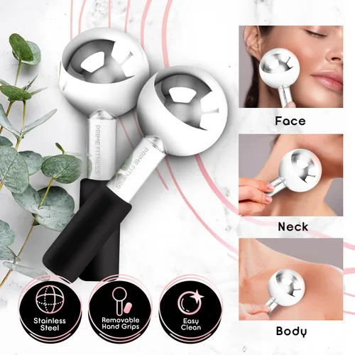 Miniatura 2 de Globos de hielo para faciales Rodillo de enfriamiento de acero irrompible Bastones criogénicos para rostro Masajeador para rostro, cuello