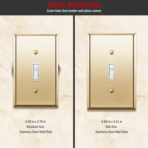 Miniatura 145 de ENERLITES Placa de Pared Metálica para Interruptor de Luz de Palanca, Acero Inoxidable 201, Resistente a la Corrosión, Tamaño Estándar 1-Gang 4.50