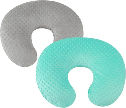 Set de fundas para almohada de lactancia Dot 2 piezas, fundas ultra suaves compatibles con almohada Boppy, funda estándar para bebé niño niña gris y