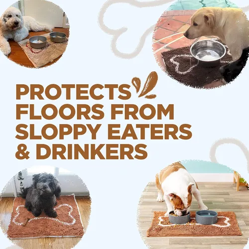 Miniatura 5 de Soggy Doggy Slopmat - Tapete de comida para perros, tapete de microfibra absorbente de felpilla para alimentación de mascotas para alimentos