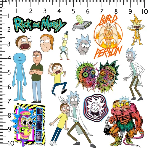 Miniatura 2 de Rick and Morty - Paquete variado de 100 calcomanías de vinilo troqueladas, calcomanías de dibujos animados de ciencia ficción para laptop, botella