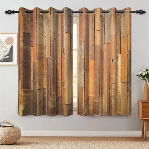 Miniatura 96 de Cortinas rústicas para ventana de puerta de granero, puerta de madera gris, puerta de garaje, tratamiento de ventana para sala de estar, dormitorio