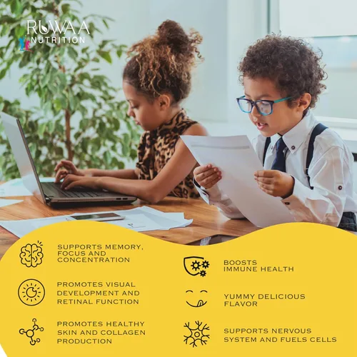 Miniatura 2 de RUWAA NUTRITION Gomitas Omega 3 para niños DHA EPA Omega 3 Suplemento 3 para niños. Sin aceite de pescado después del gusto Vegano Omega 3 6 9 +