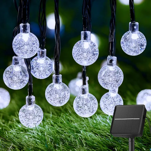 Miniatura 18 de Brightown Luces de Cadena Solares para Exteriores 60 LED 35.6 Pies Luces de Globo de Cristal con 8 Modos de Iluminación, Luces Solares Impermeables