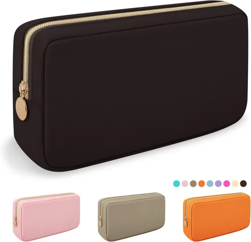 Miniatura 33 de Iqimott Bolsa Grande de Maquillaje de Nylon para Viaje, Bolsa de Cosméticos Preppy Grande Organizadora de Maquillaje de Nylon Bolsa de Artículos