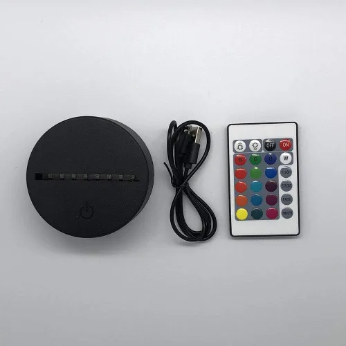 Bases de lámpara nueva y extraña luz nocturna 3D Base negra LED colorido USB carga cabecera decoración atmósfera base - (color: acrílico)