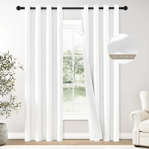 Miniatura 72 de ChrisDowa Cortinas 100% Opacas de Abedul Sólido de 45 Pulgadas de Largo, 2 Paneles para Dormitorio y Sala de Estar, Estilo Granja Oscurecedoras