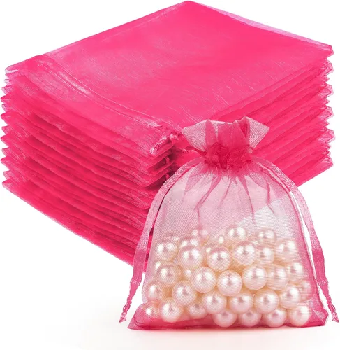 Miniatura 45 de Crweety 50 Piezas Bolsas de Organza Doradas de 3 x 4 Pulgadas, Pequeñas Bolsas de Regalo de Malla con Cordón para Favores de Boda, Despedida