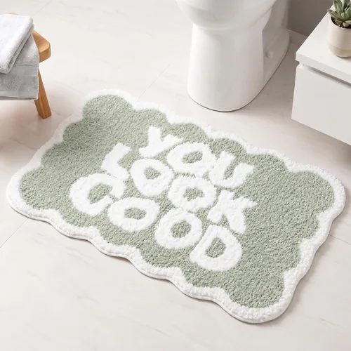 Miniatura 18 de Scalloped Grey Bath Rug, Get Naked Cute Bathroom Rug, Soft Absorbent Quick Dry Bath Mat, TPR Non Slip Backing, Microfiber Mat for Shower Tub Sink