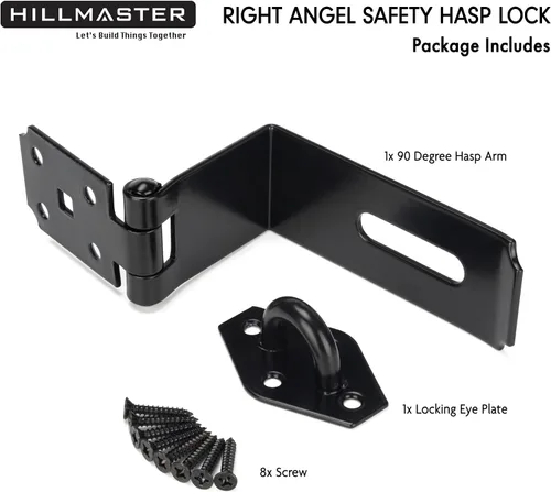 Miniatura 4 de HILLMASTER Cerrojo de puerta de 90 grados, 7-3/4 pulgadas extra grueso de acero de servicio pesado, cerradura de puerta de seguridad, cierre